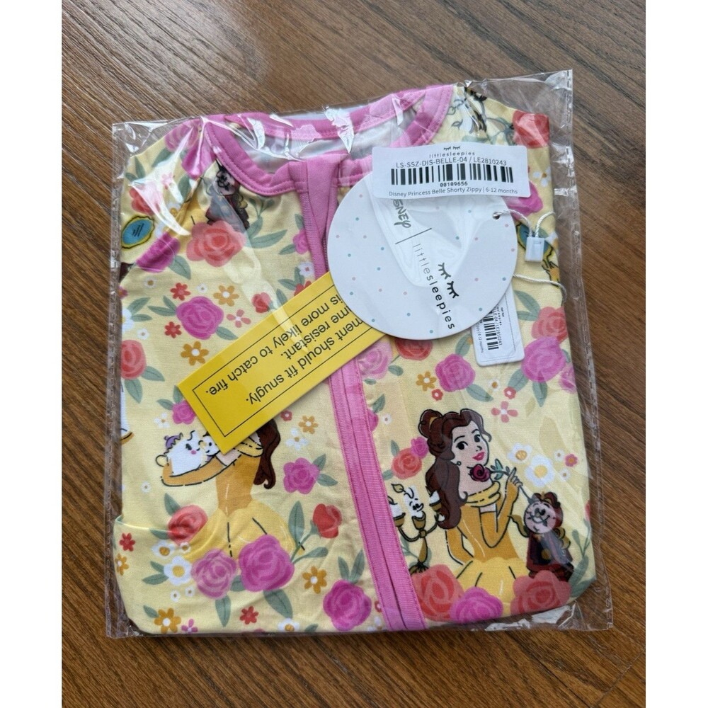 Little Sleepies Disney Princess Belle Bamboo Shorty Zippy 6-12M NIB New